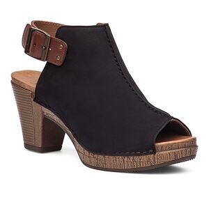 DANSKO Reggie Peep Toe Slingback Sandal in Black Milled Nubuck Womens Size EU 40